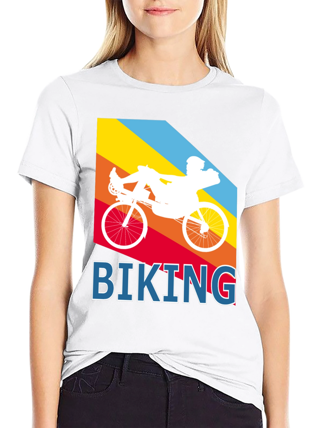 Biking Graphic Tee - Recumbent Bike Design