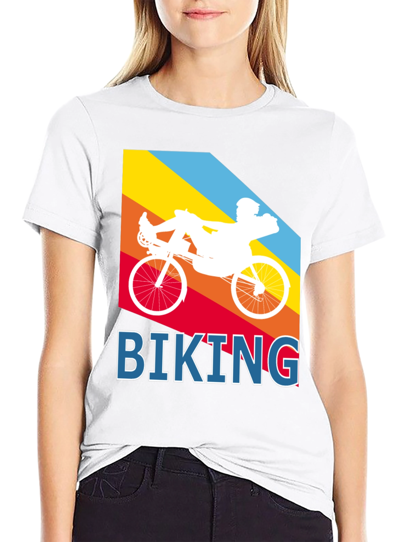 Biking Graphic Tee - Recumbent Bike Design