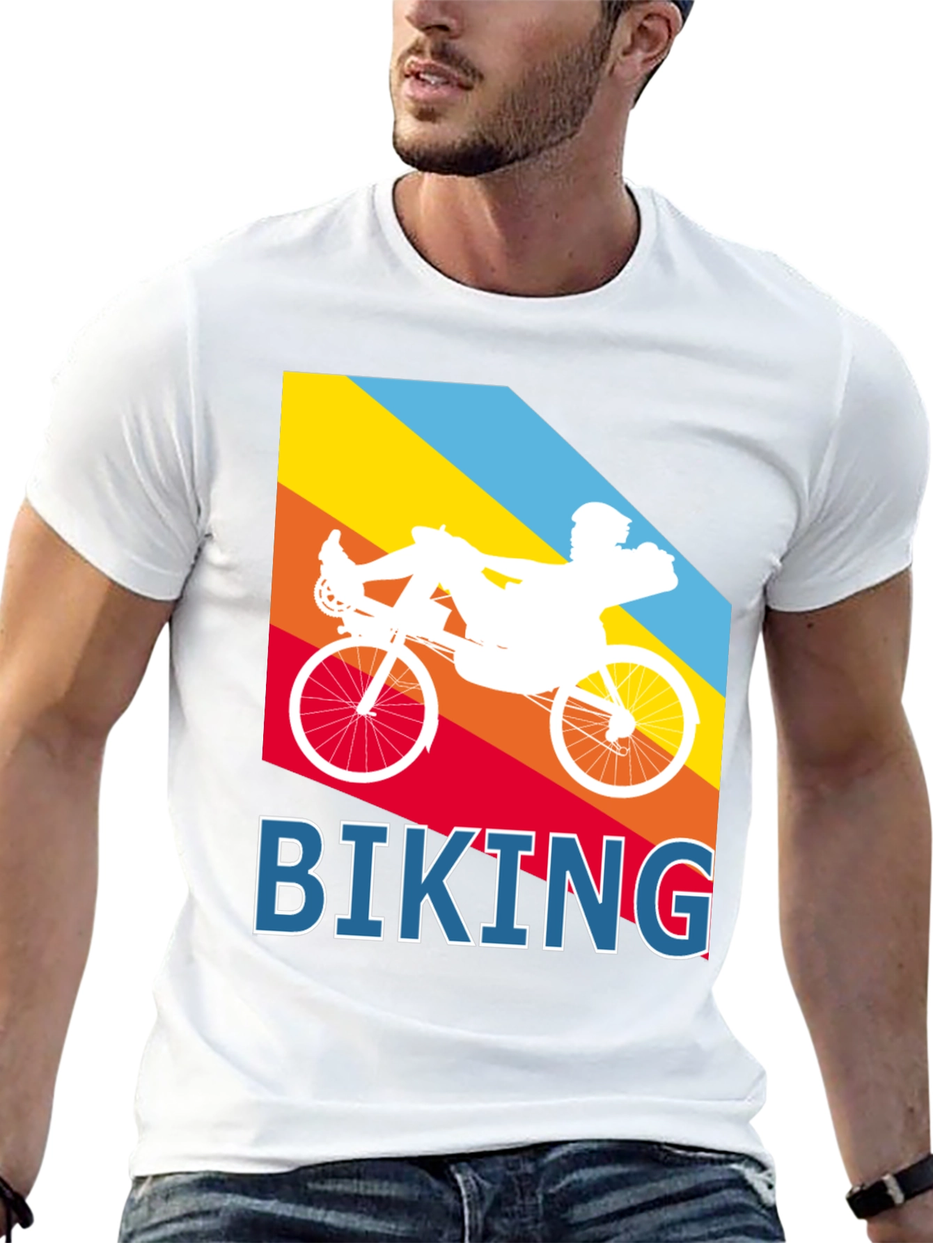 Biking Graphic Tee - Recumbent Bike Design