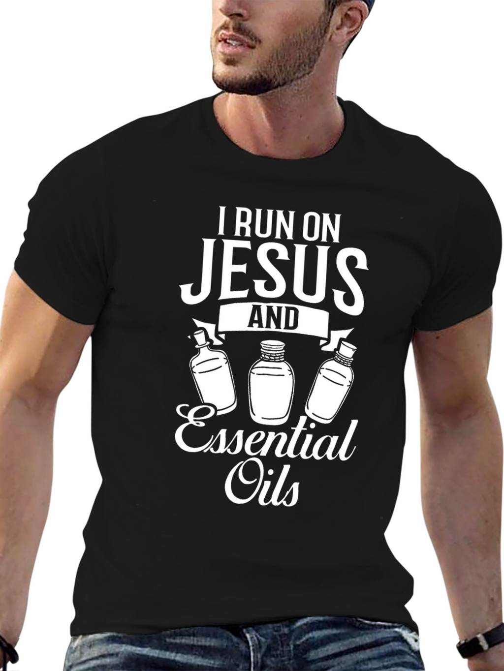 I Run on Jesus and Essential Oils T-Shirt