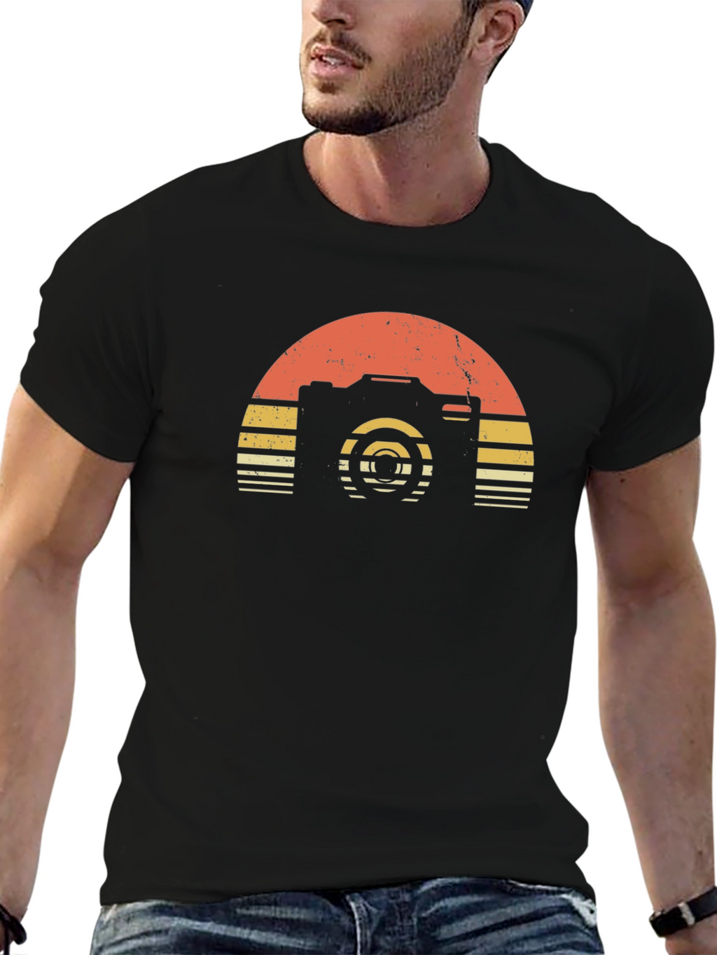 Retro Camera Sunset Graphic T-Shirt