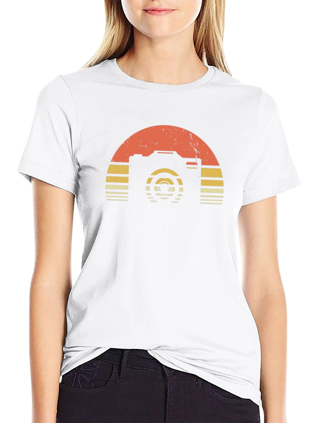 Retro Camera Sunset Graphic T-Shirt