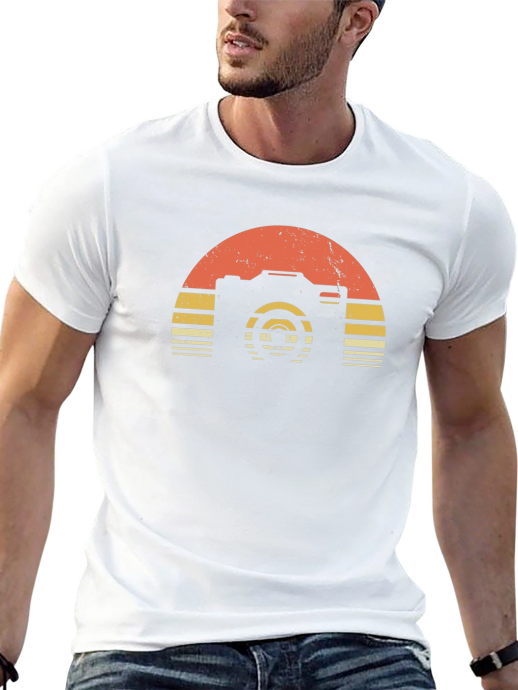 Retro Camera Sunset Graphic T-Shirt