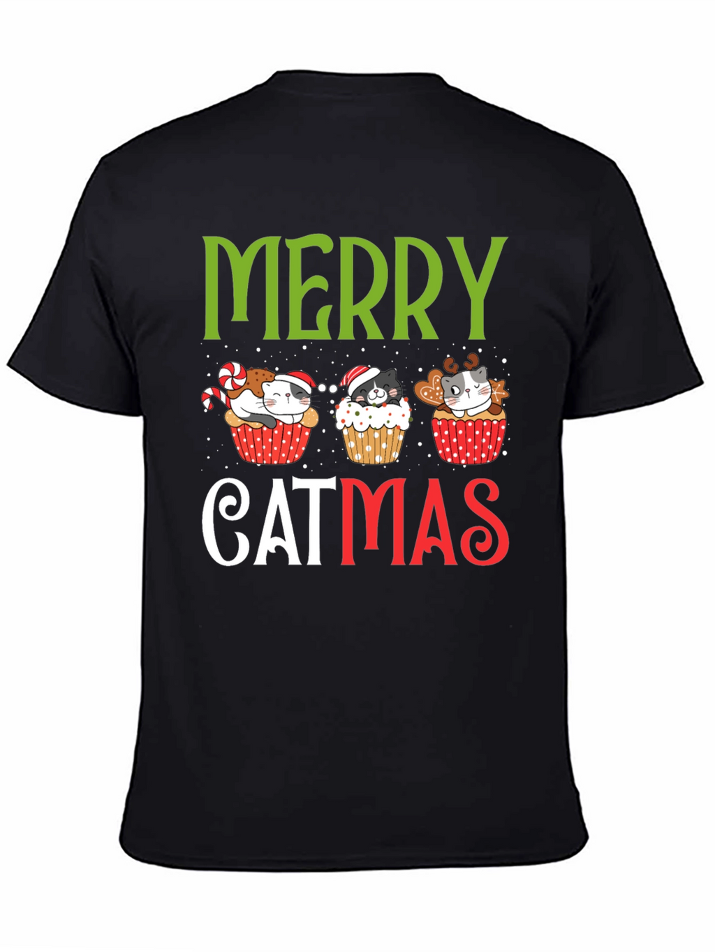 Merry Catmas T-Shirt - Festive Holiday Kitten Cupcake Tee