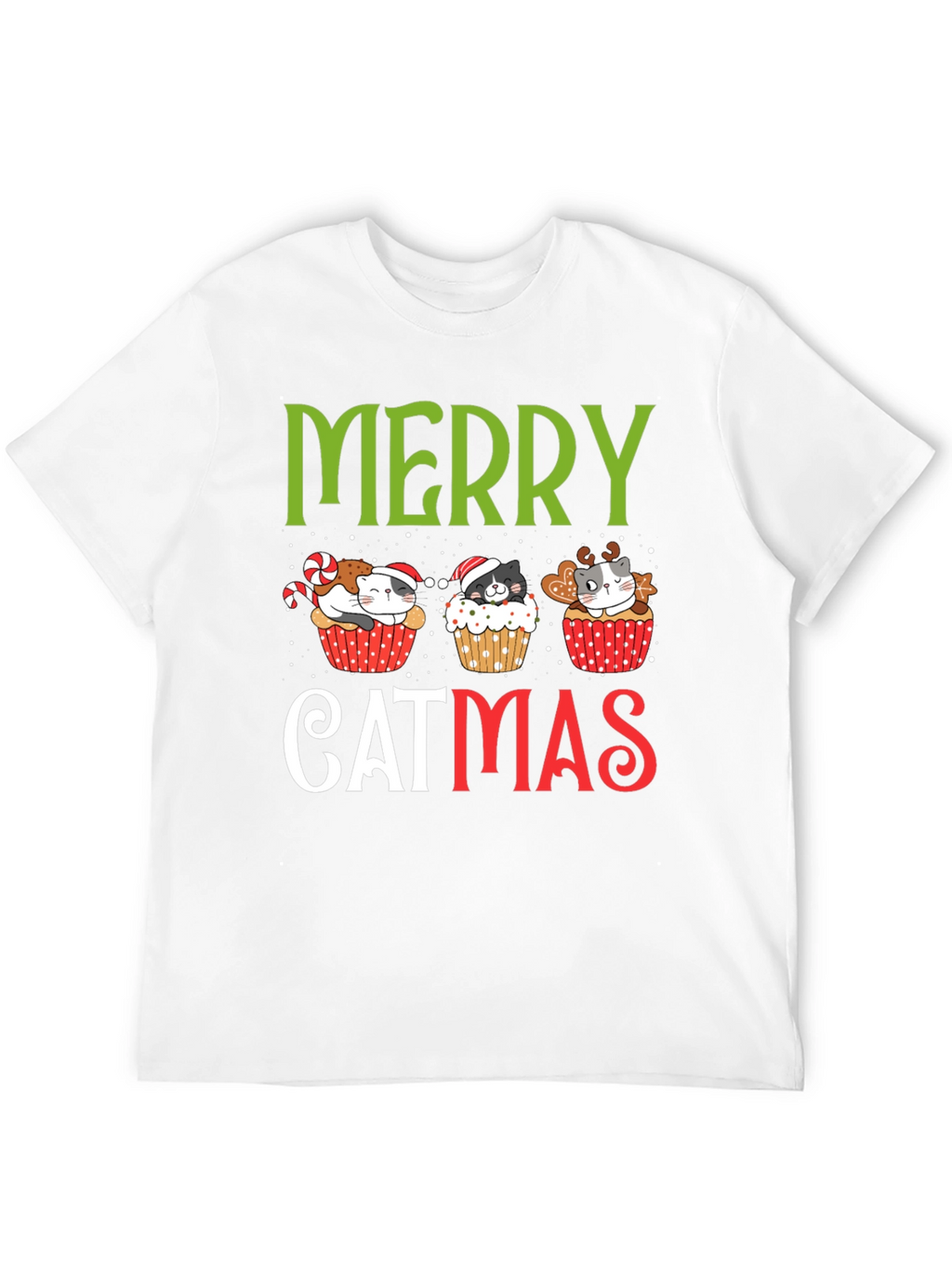 Merry Catmas T-Shirt - Festive Holiday Kitten Cupcake Tee