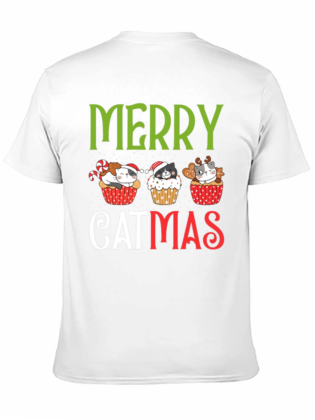 Merry Catmas T-Shirt - Festive Holiday Kitten Cupcake Tee