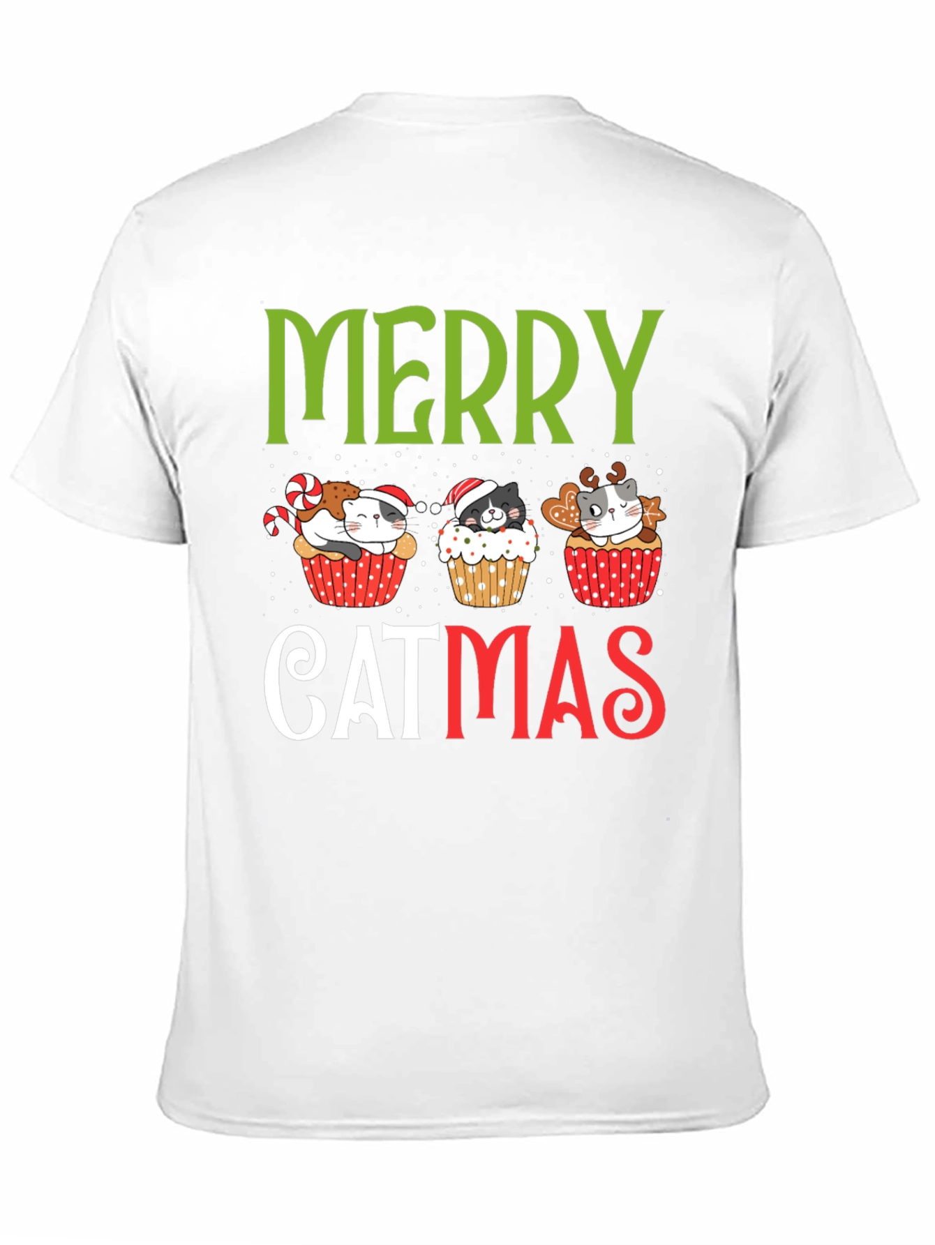 Merry Catmas T-Shirt - Festive Holiday Kitten Cupcake Tee