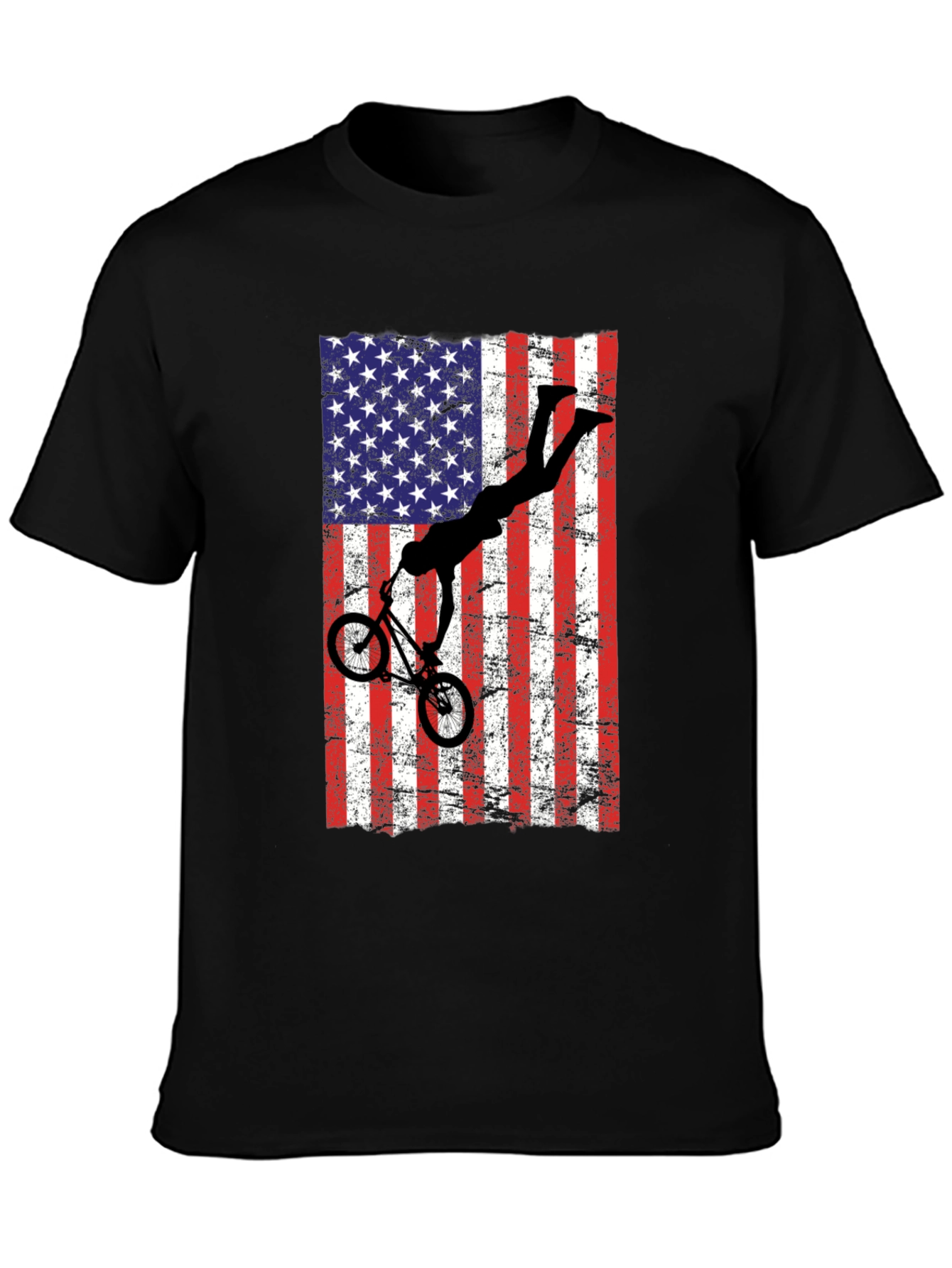 American Flag BMX T-Shirt - Patriotic Bike Rider