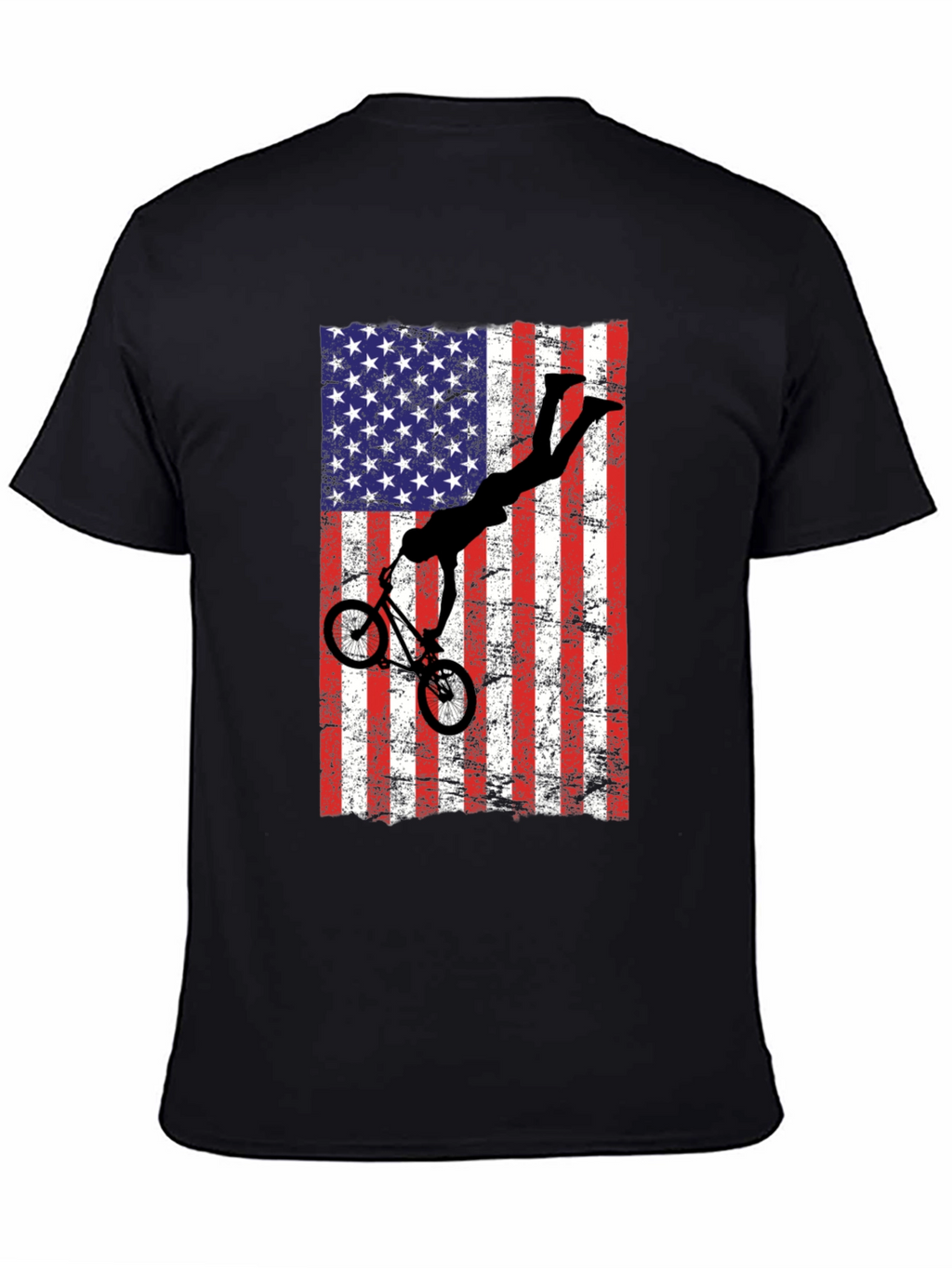 American Flag BMX T-Shirt - Patriotic Bike Rider