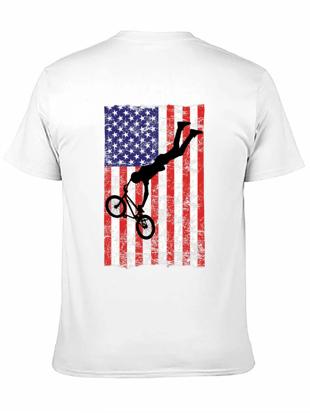 American Flag BMX T-Shirt - Patriotic Bike Rider