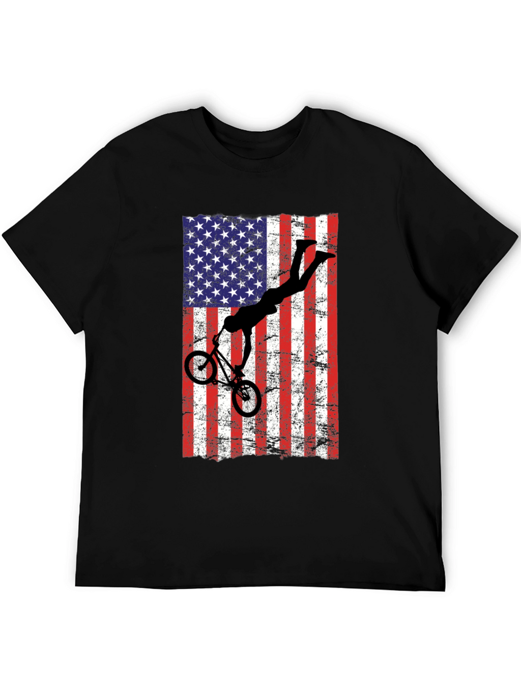 American Flag BMX T-Shirt - Patriotic Bike Rider