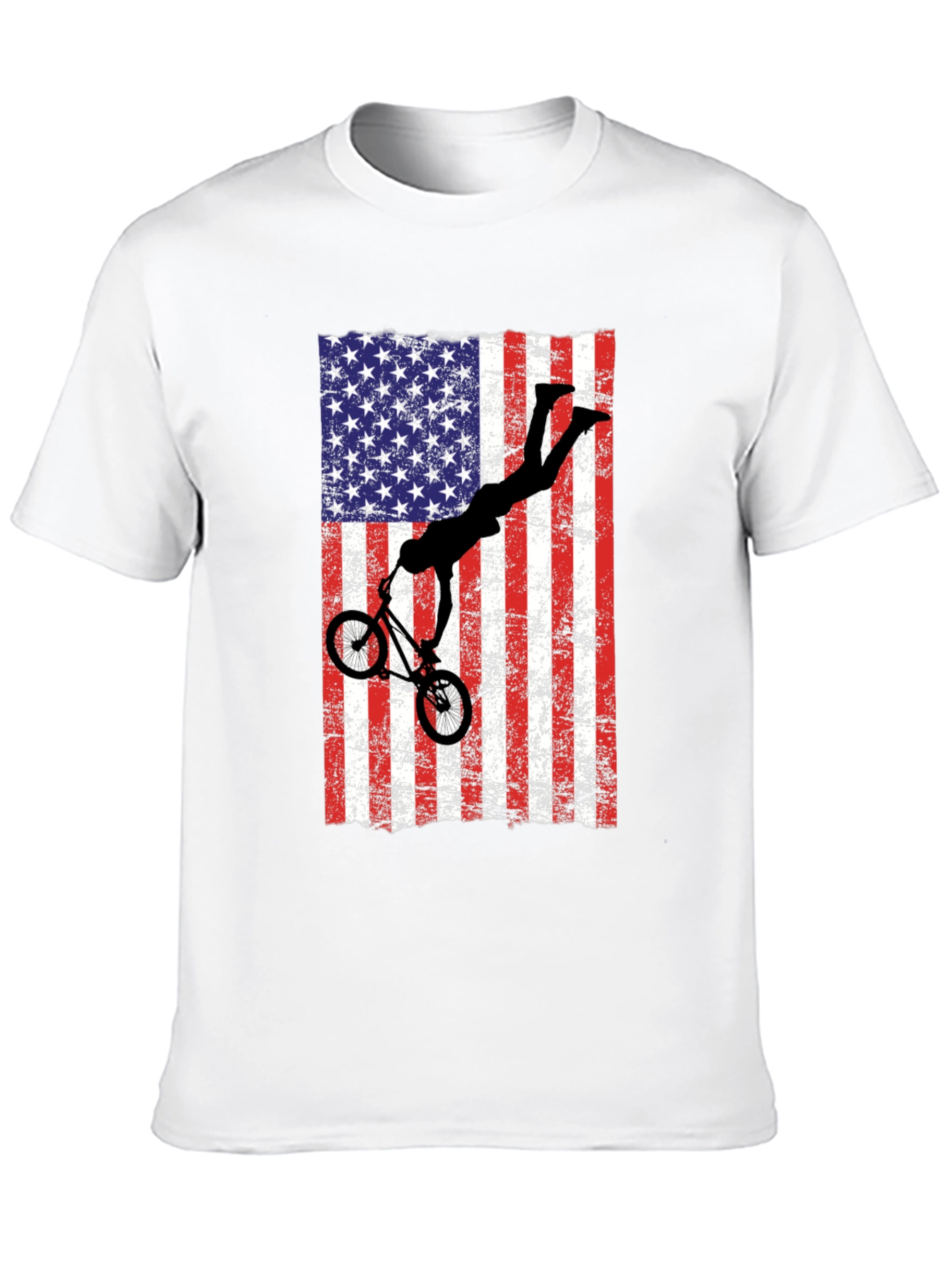 American Flag BMX T-Shirt - Patriotic Bike Rider