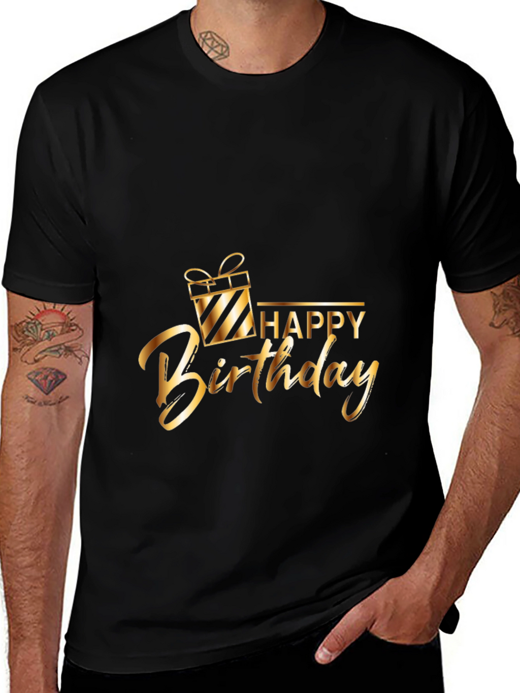 Happy Birthday Graphic Tee - Gold Print