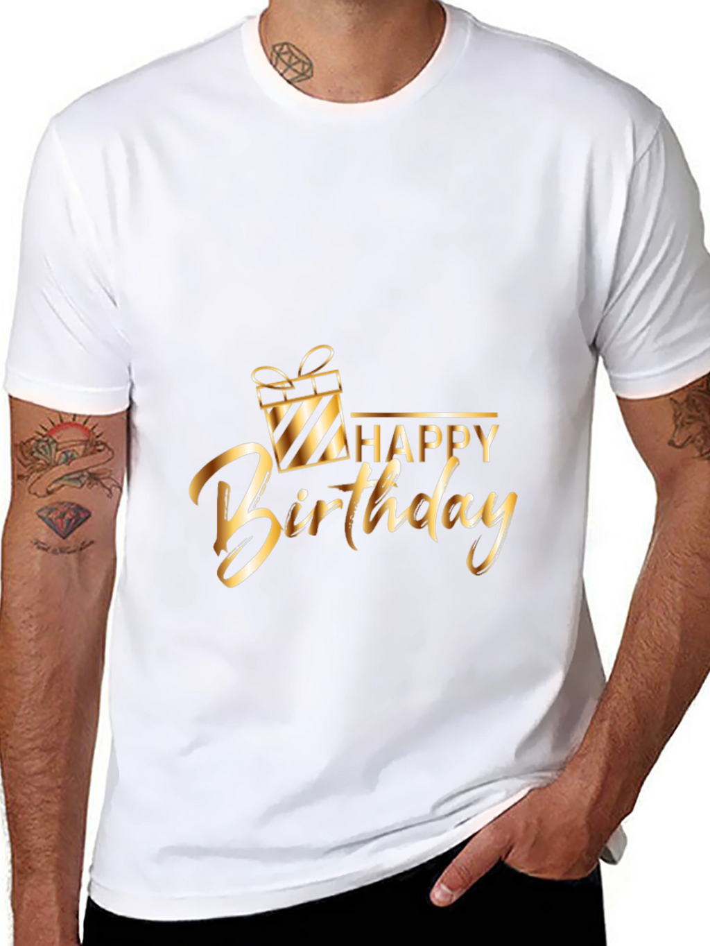 Happy Birthday Graphic Tee - Gold Print