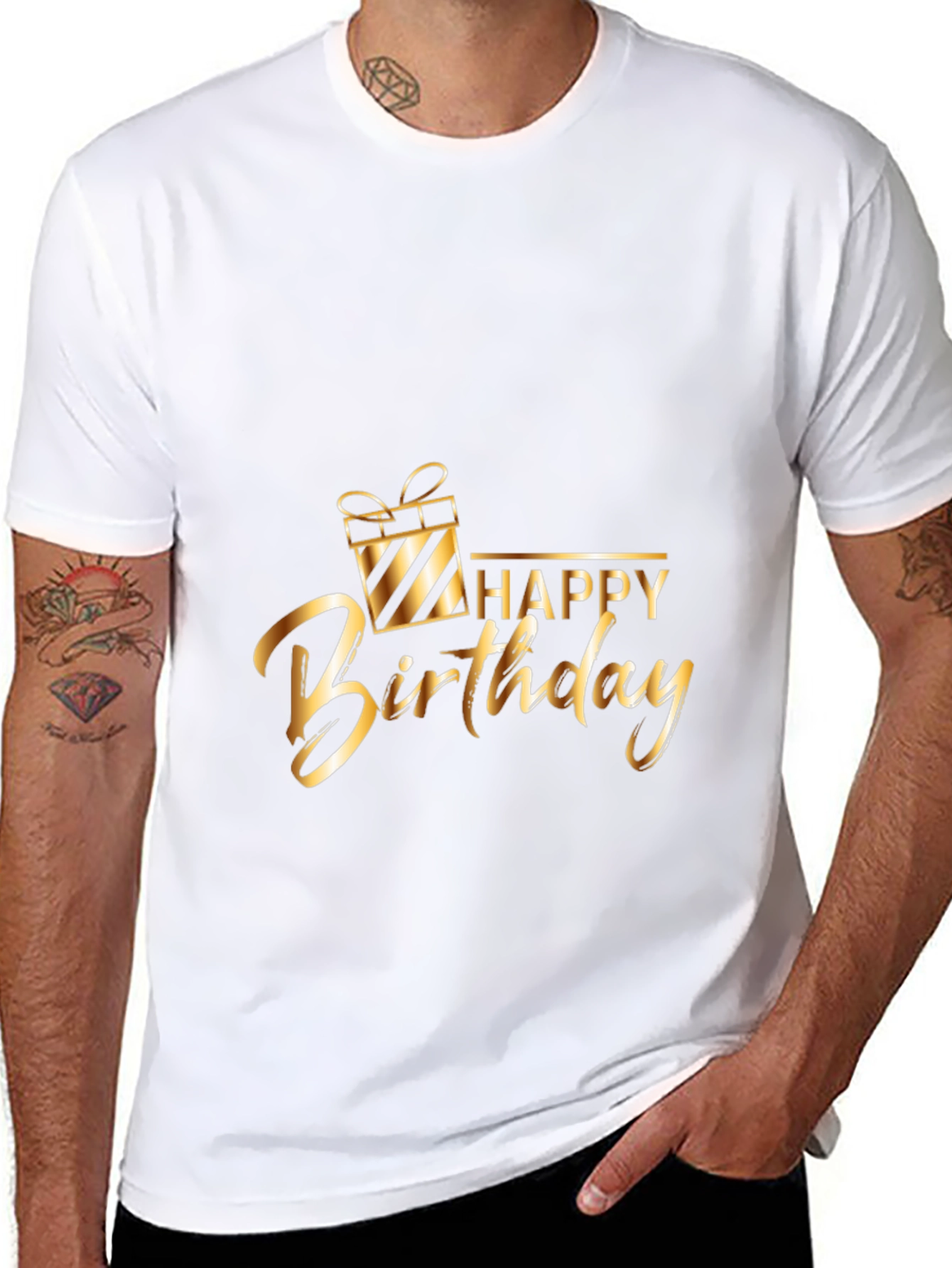 Happy Birthday Graphic Tee - Gold Print