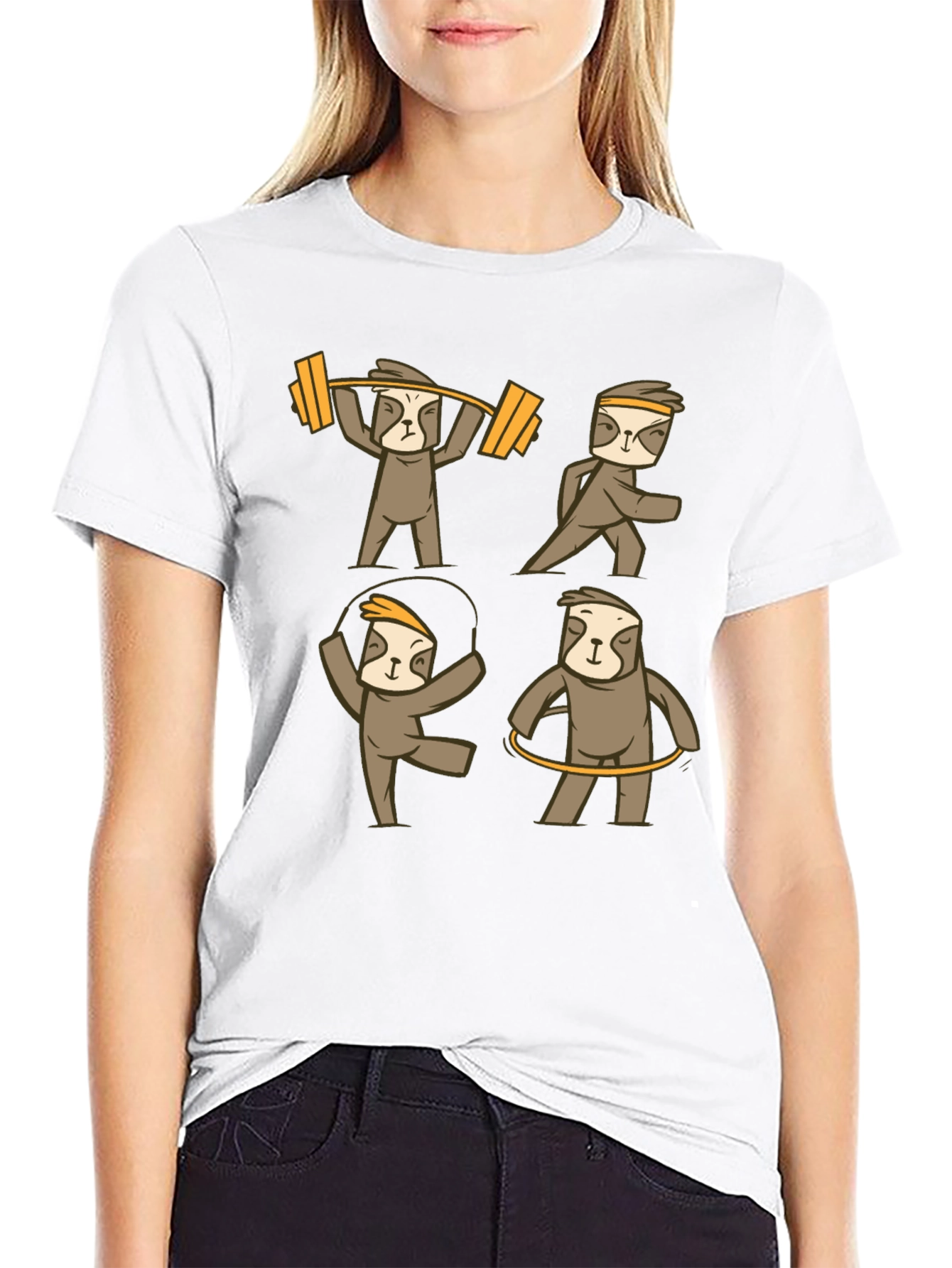 Sloth Workout Graphic T-Shirt - Black Cotton Tee