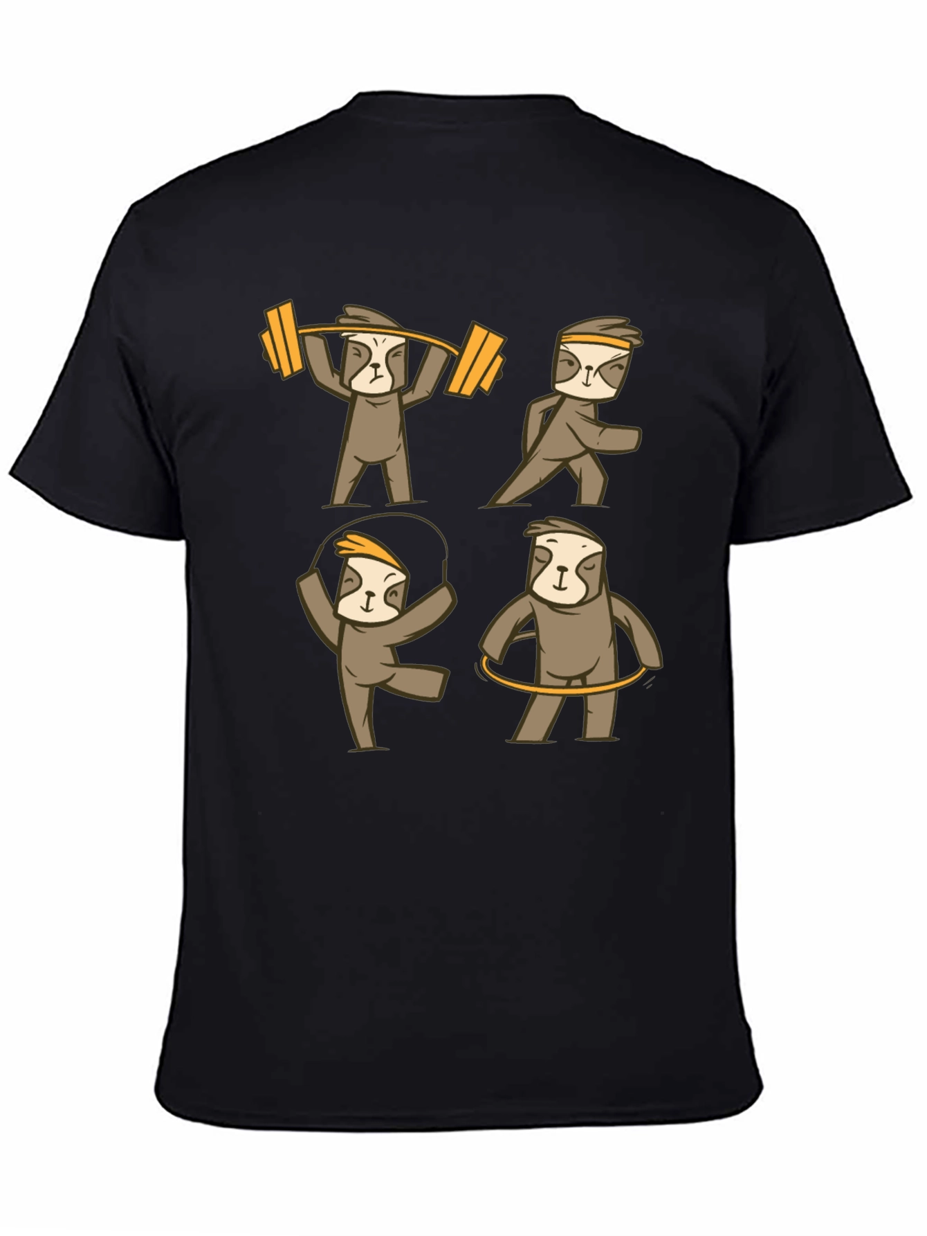 Sloth Workout Graphic T-Shirt - Black Cotton Tee