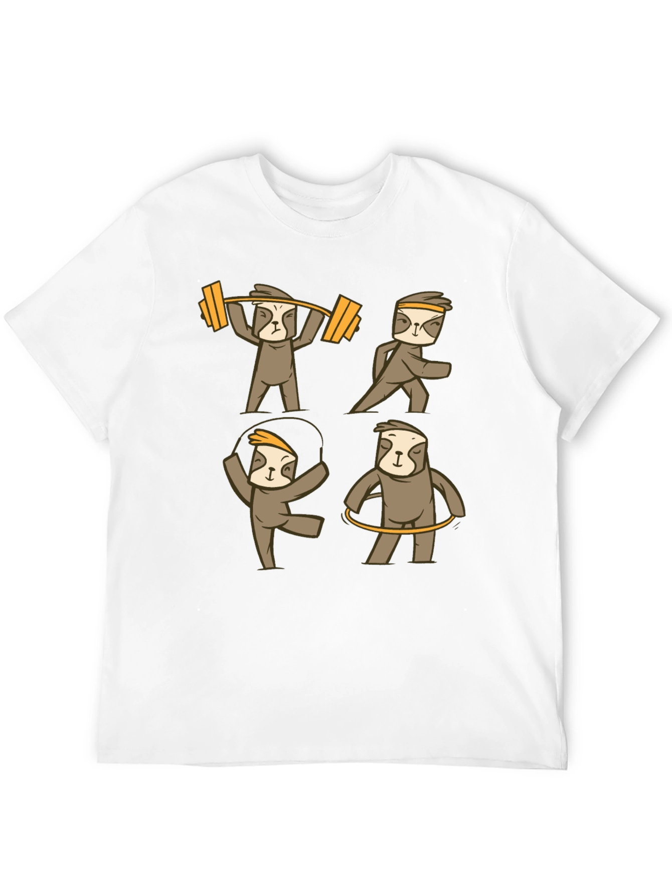 Sloth Workout Graphic T-Shirt - Black Cotton Tee