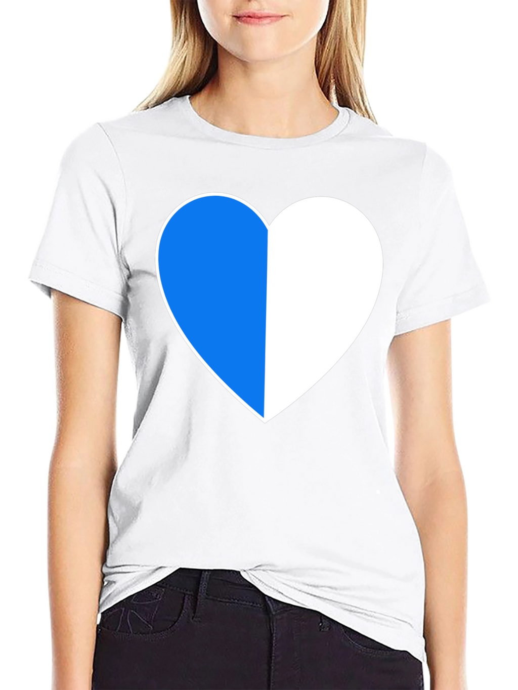 Two-Tone Heart Graphic Black T-Shirt
