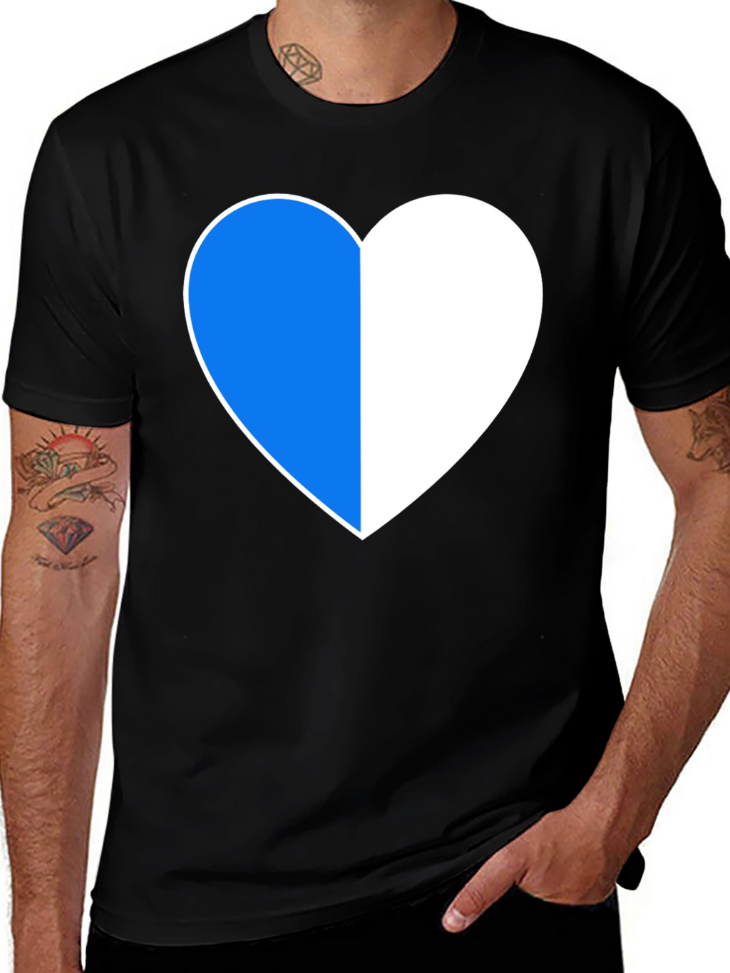 Two-Tone Heart Graphic Black T-Shirt