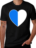 Two-Tone Heart Graphic Black T-Shirt