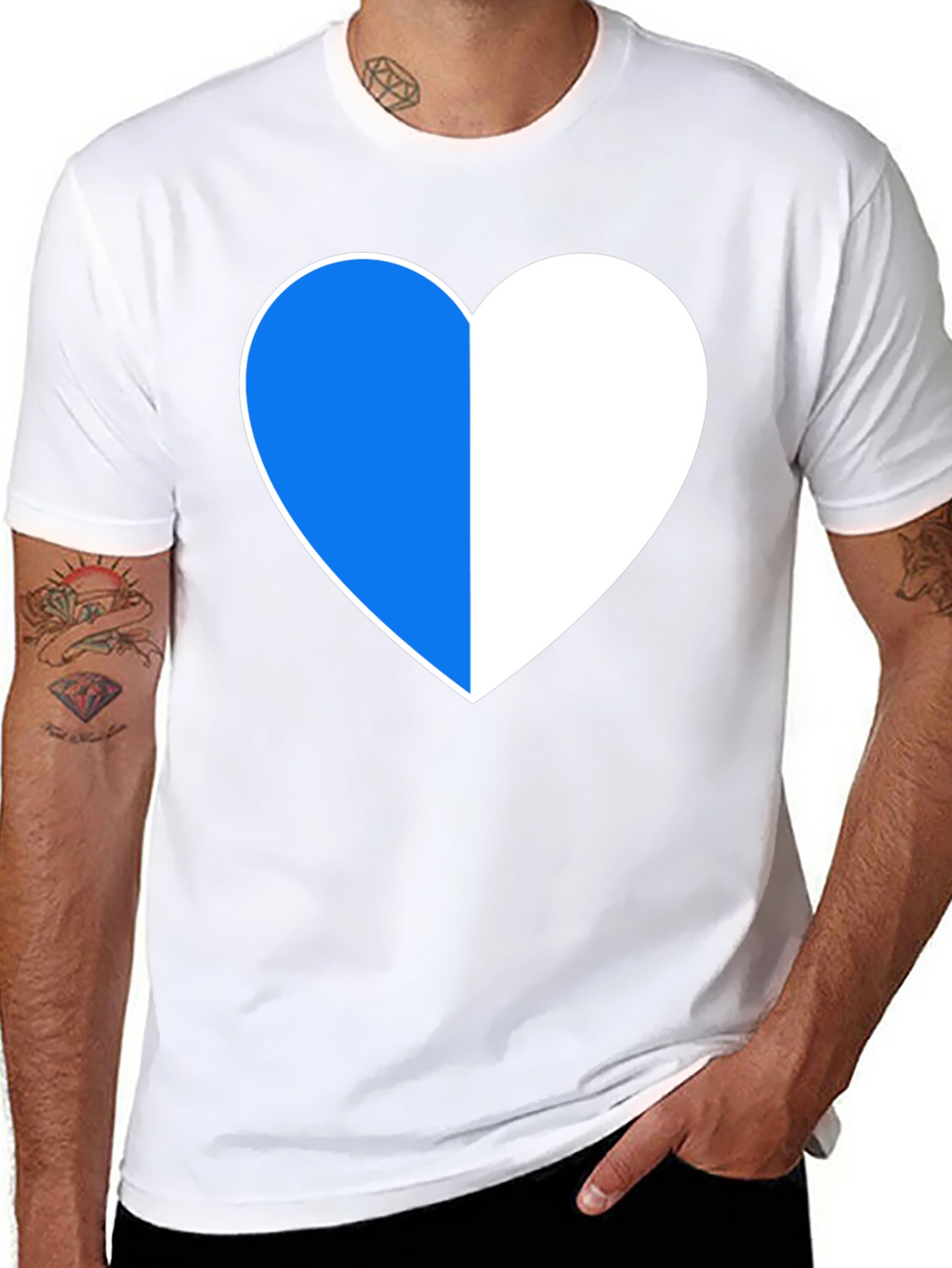 Two-Tone Heart Graphic Black T-Shirt