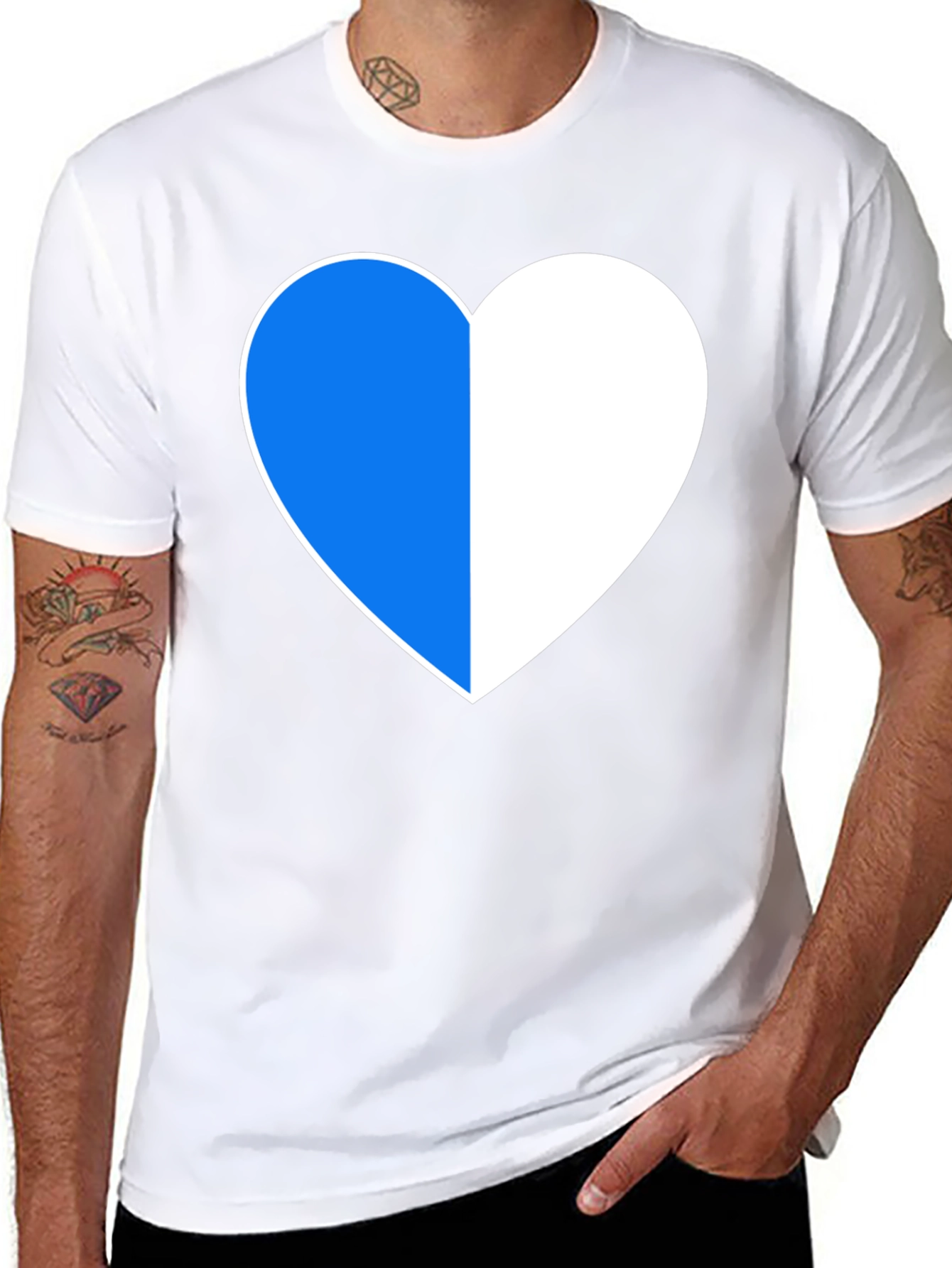 Two-Tone Heart Graphic Black T-Shirt