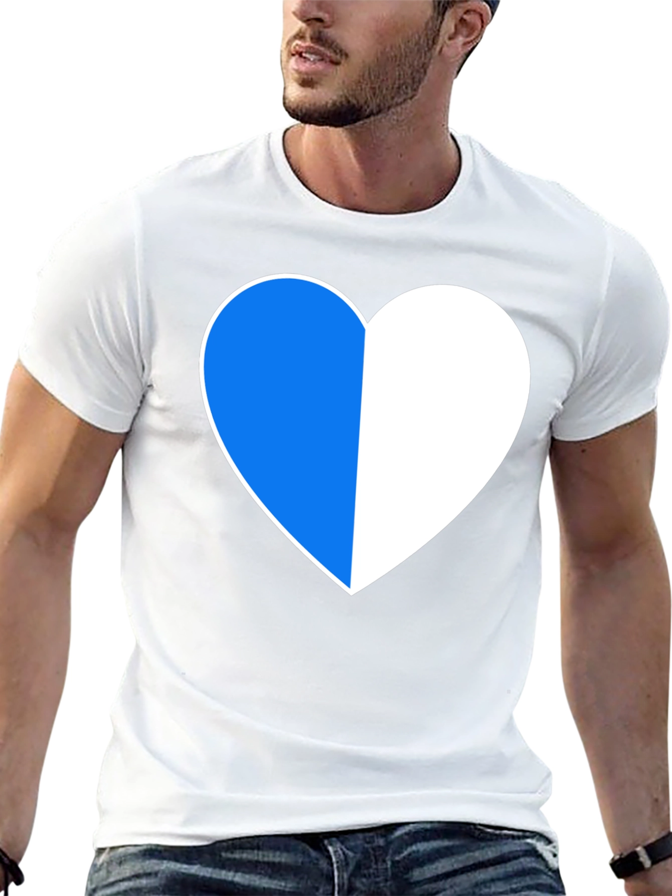 Two-Tone Heart Graphic Black T-Shirt