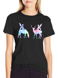 Fairy Deer & Horse Black Graphic Tee