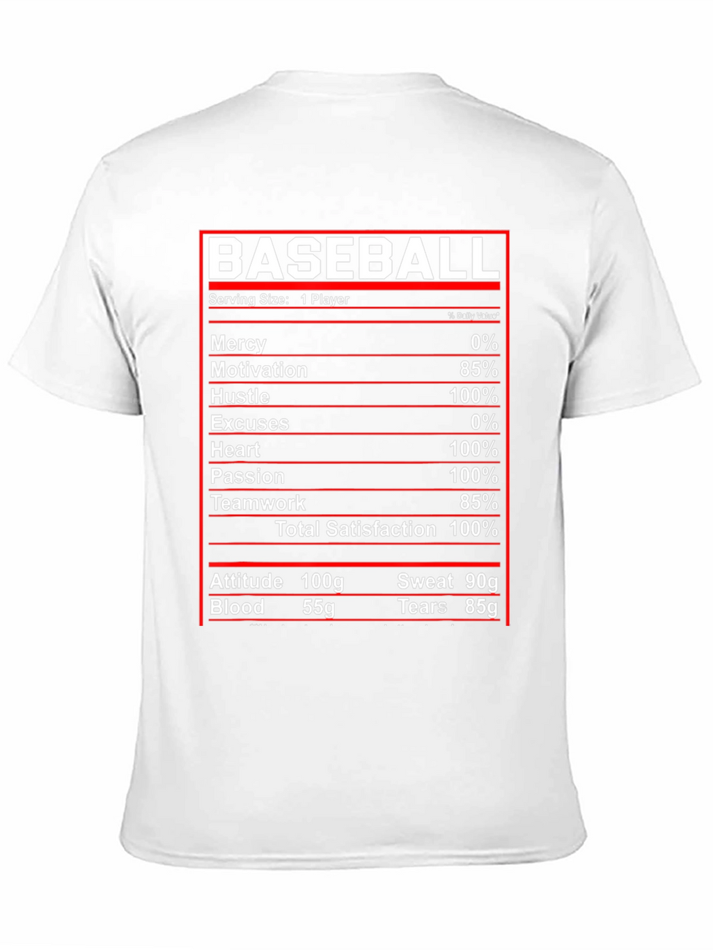 Baseball Nutrition Facts T-Shirt