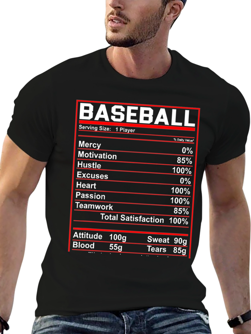 Baseball Nutrition Facts T-Shirt