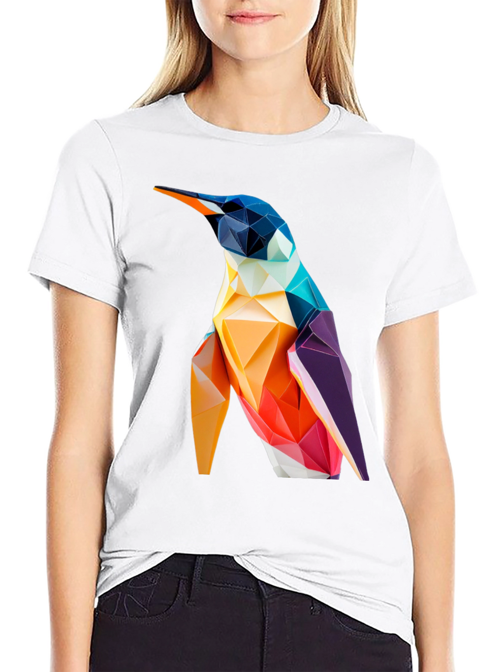 Geometric Penguin Graphic Tee - Modern Stylish Design
