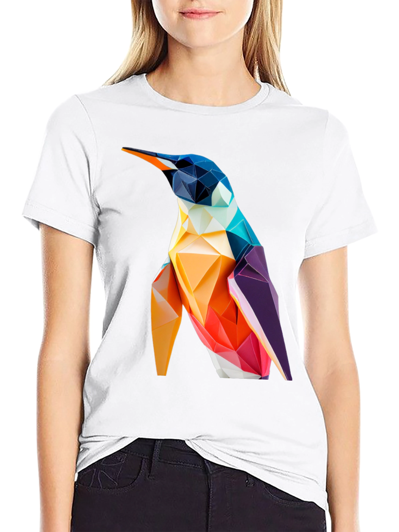 Geometric Penguin Graphic Tee - Modern Stylish Design