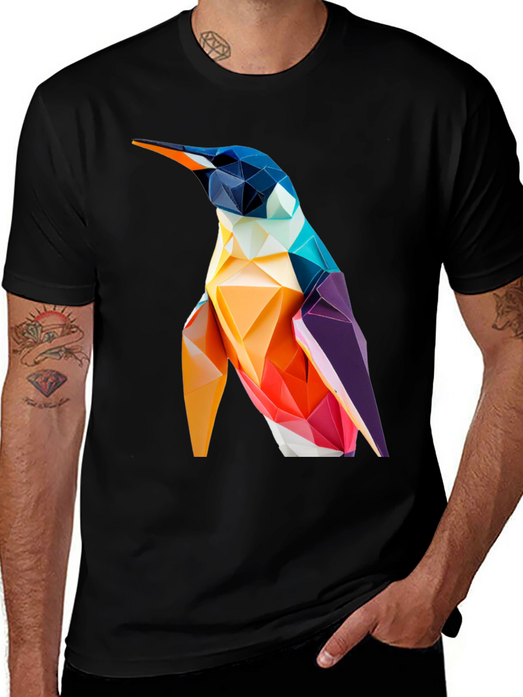 Geometric Penguin Graphic Tee - Modern Stylish Design