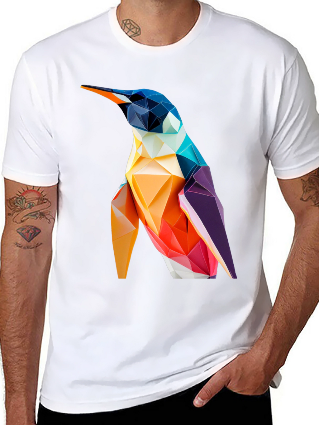 Geometric Penguin Graphic Tee - Modern Stylish Design