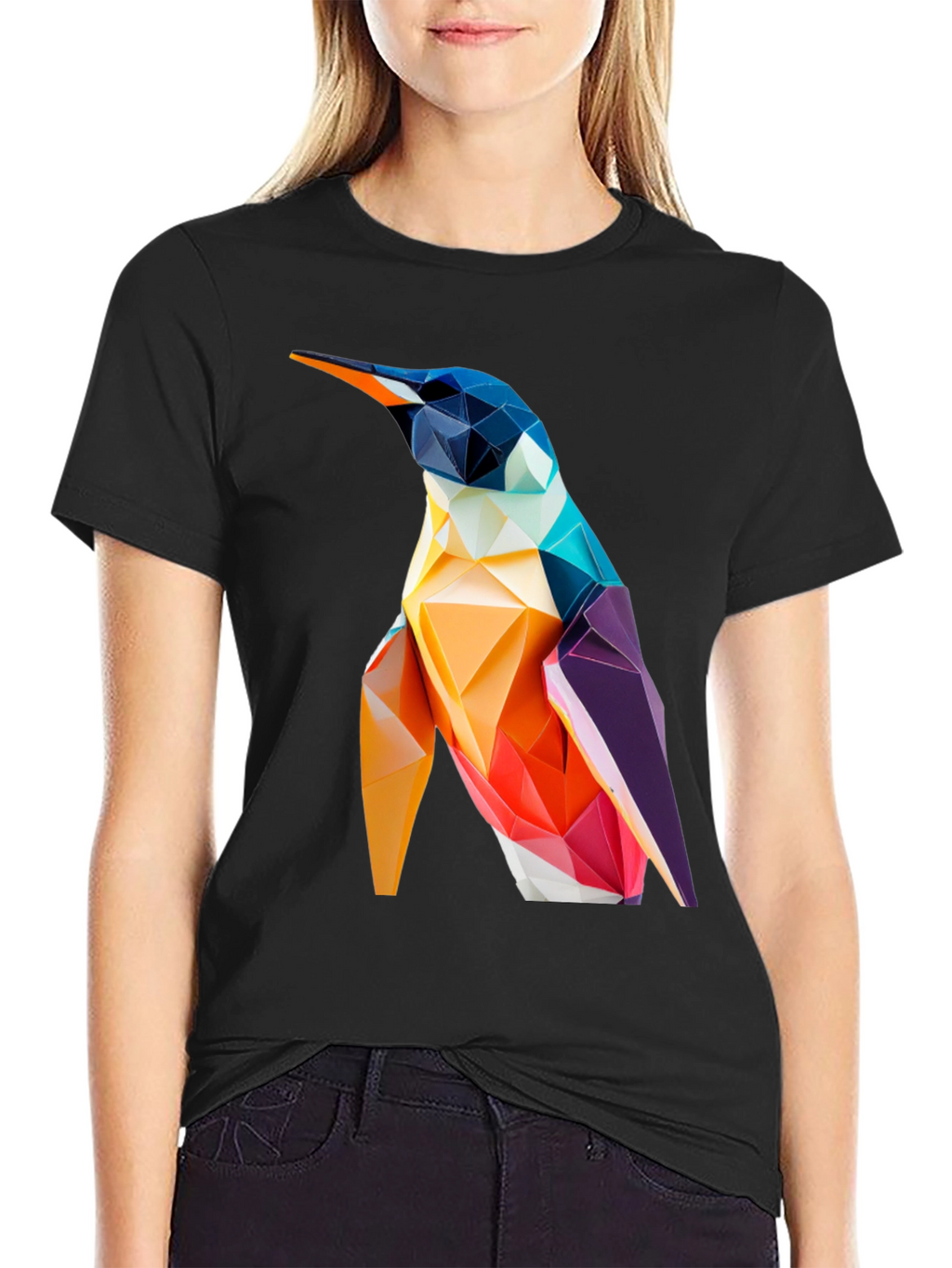 Geometric Penguin Graphic Tee - Modern Stylish Design