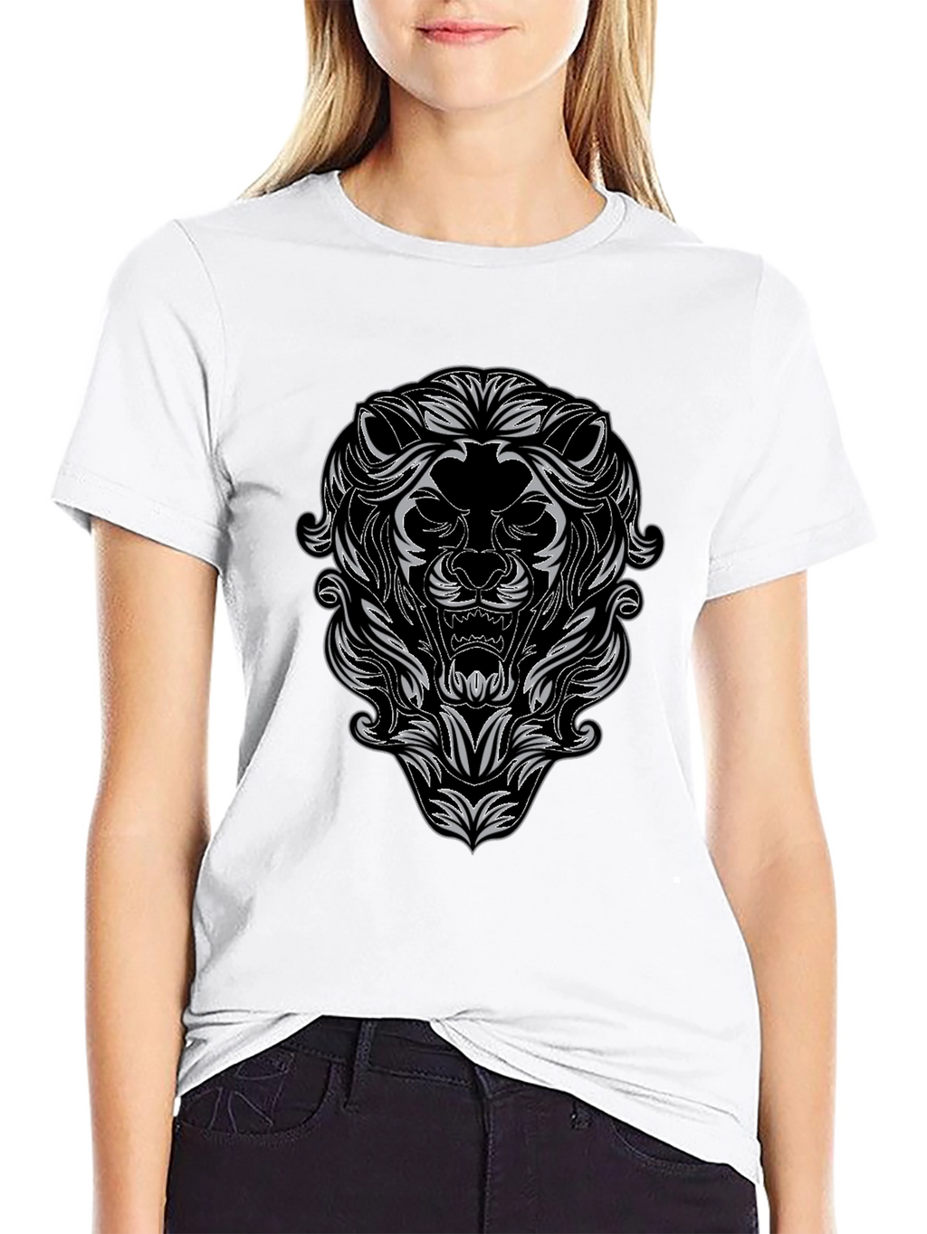 Lion Head Graphic Black T-Shirt