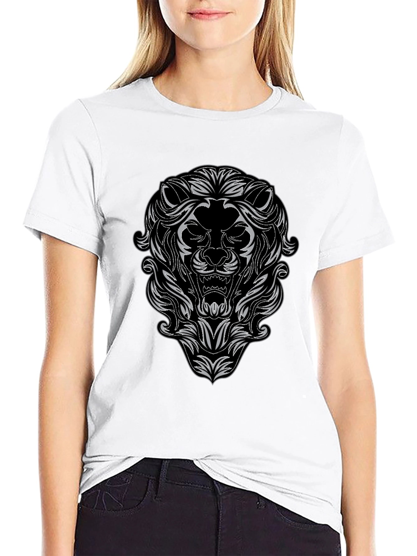 Lion Head Graphic Black T-Shirt