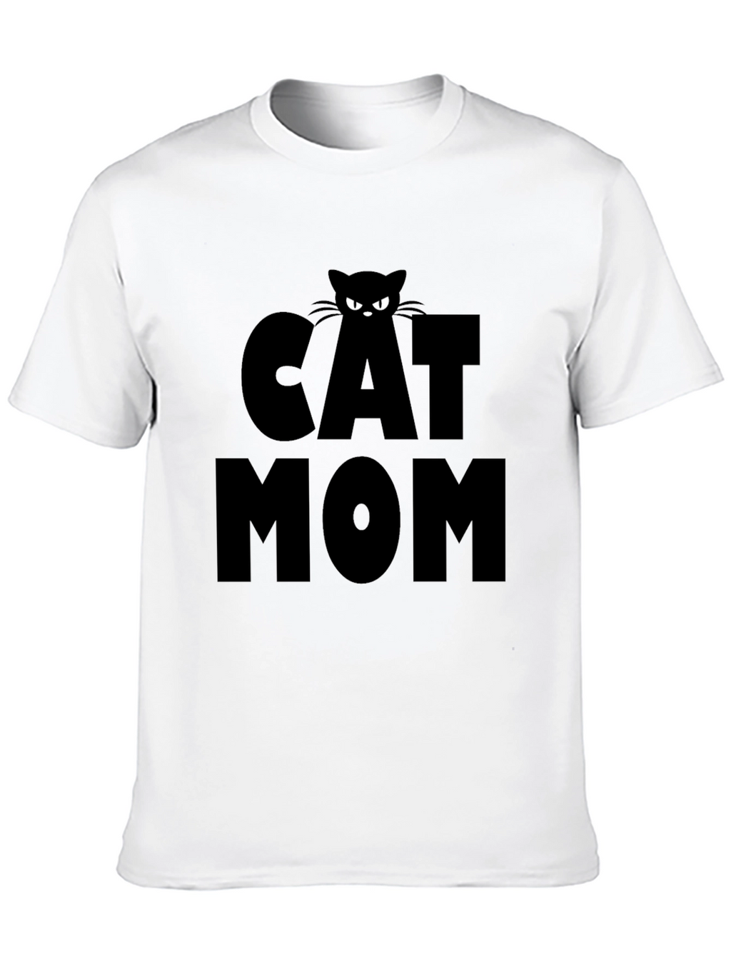 Cat Mom T-Shirt - Black Tee with Cat Design