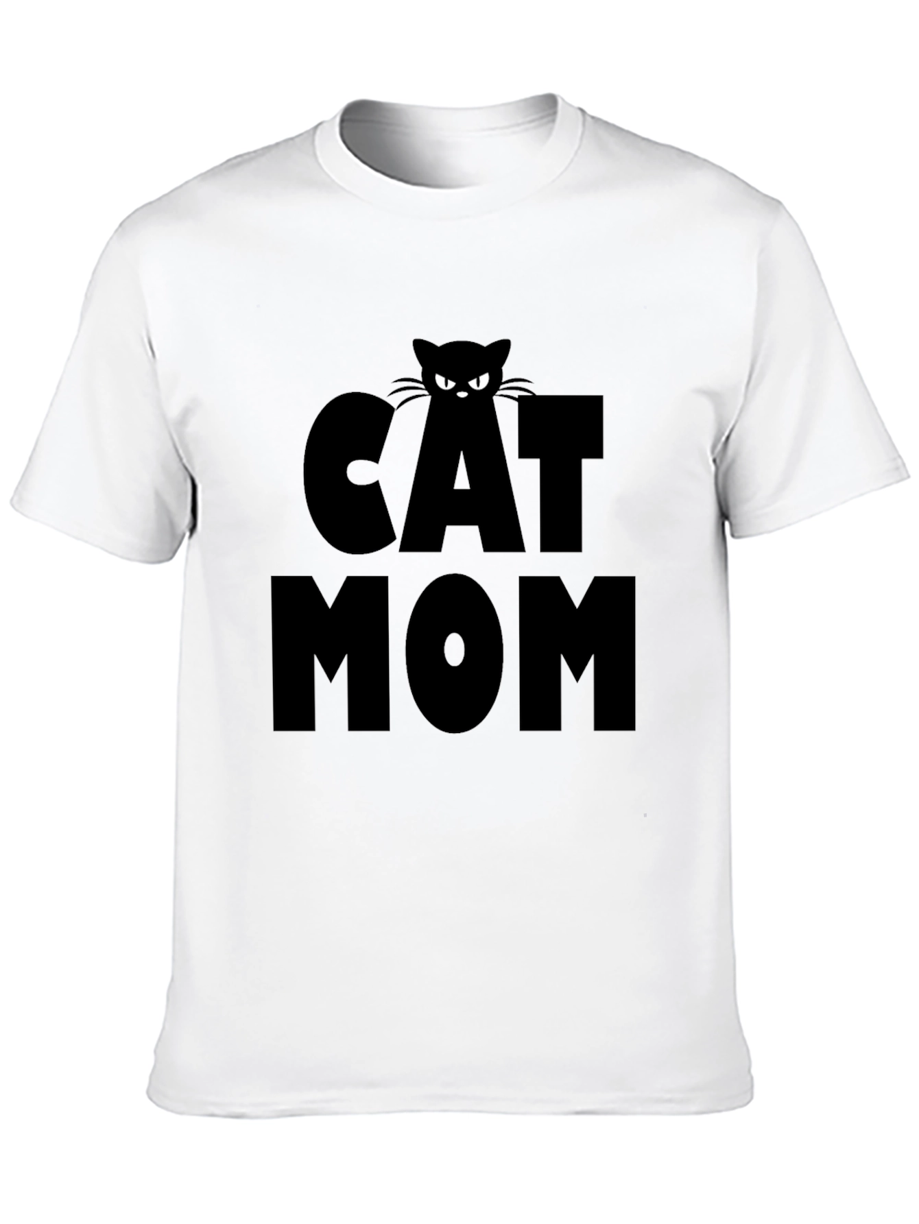 Cat Mom T-Shirt - Black Tee with Cat Design