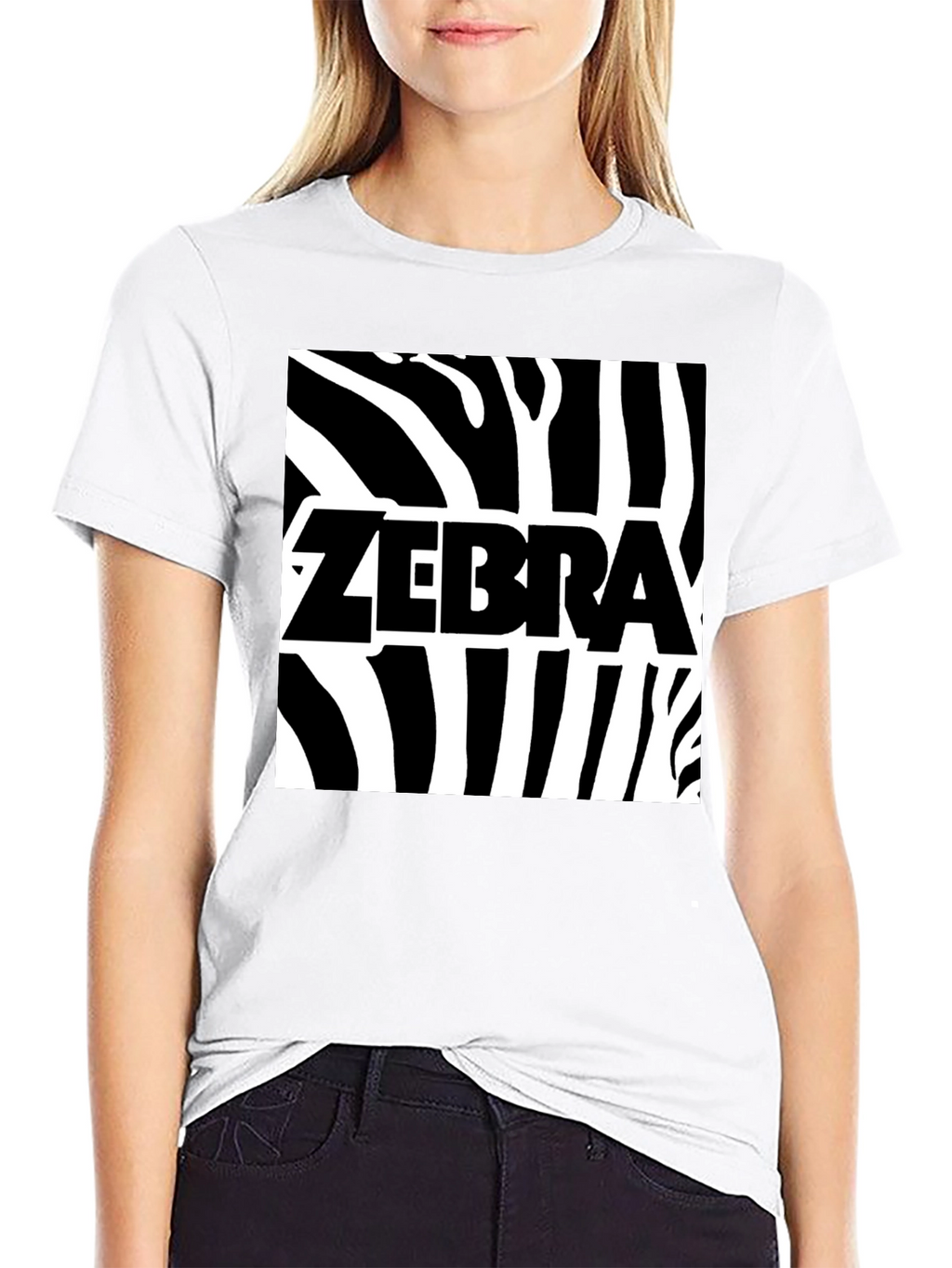 Zebra Print Graphic Tee - Black Cotton T-Shirt