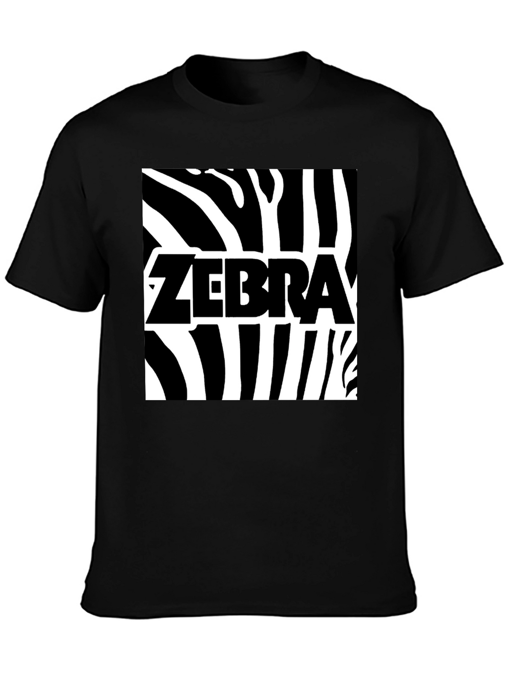 Zebra Print Graphic Tee - Black Cotton T-Shirt