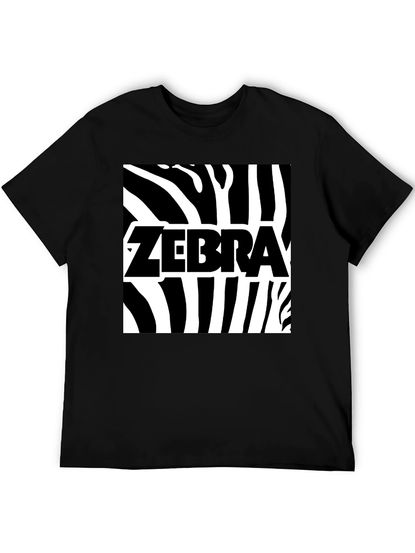 Zebra Print Graphic Tee - Black Cotton T-Shirt