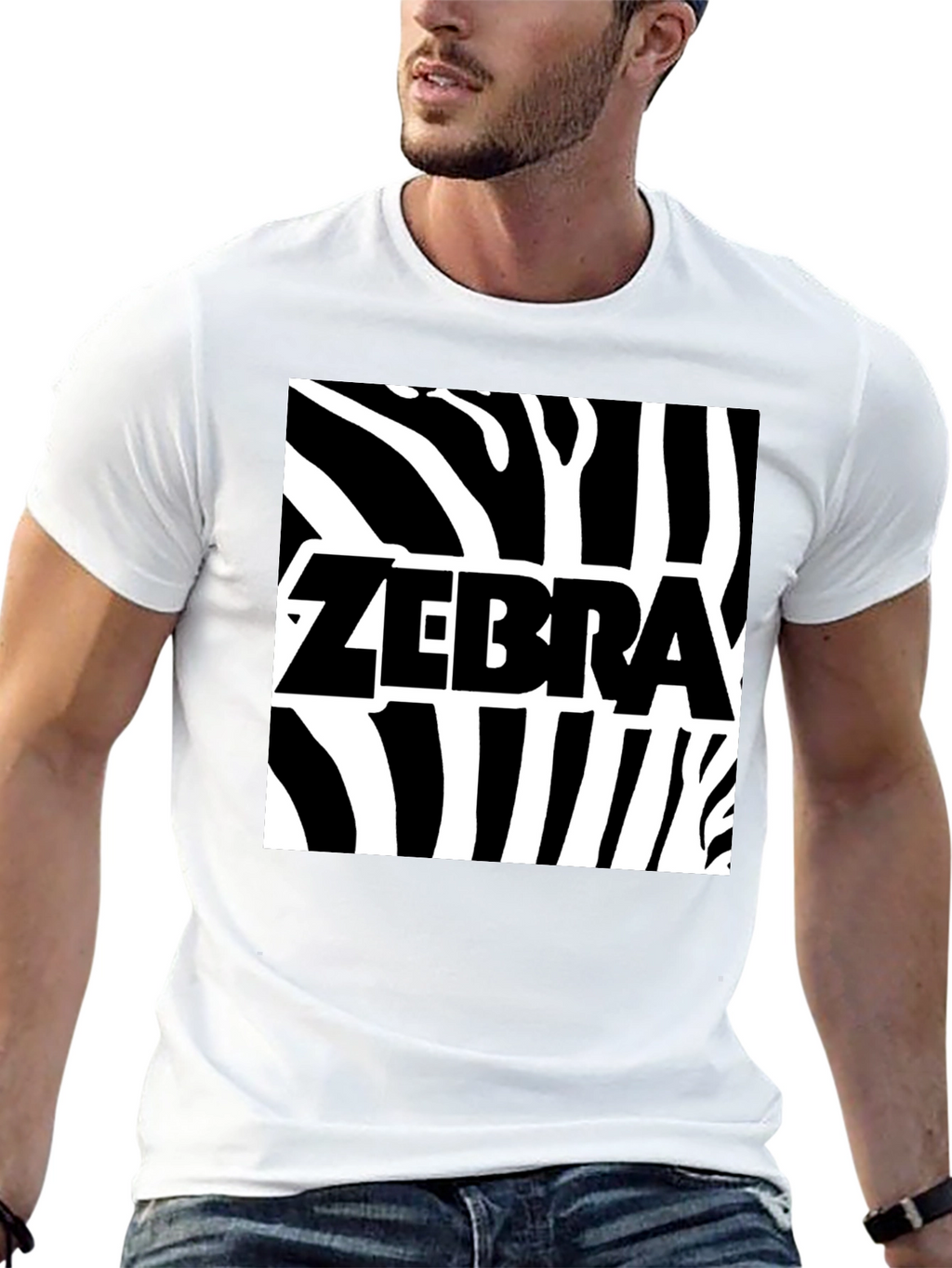 Zebra Print Graphic Tee - Black Cotton T-Shirt