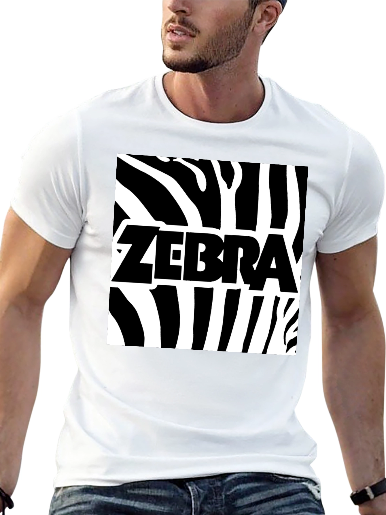 Zebra Print Graphic Tee - Black Cotton T-Shirt