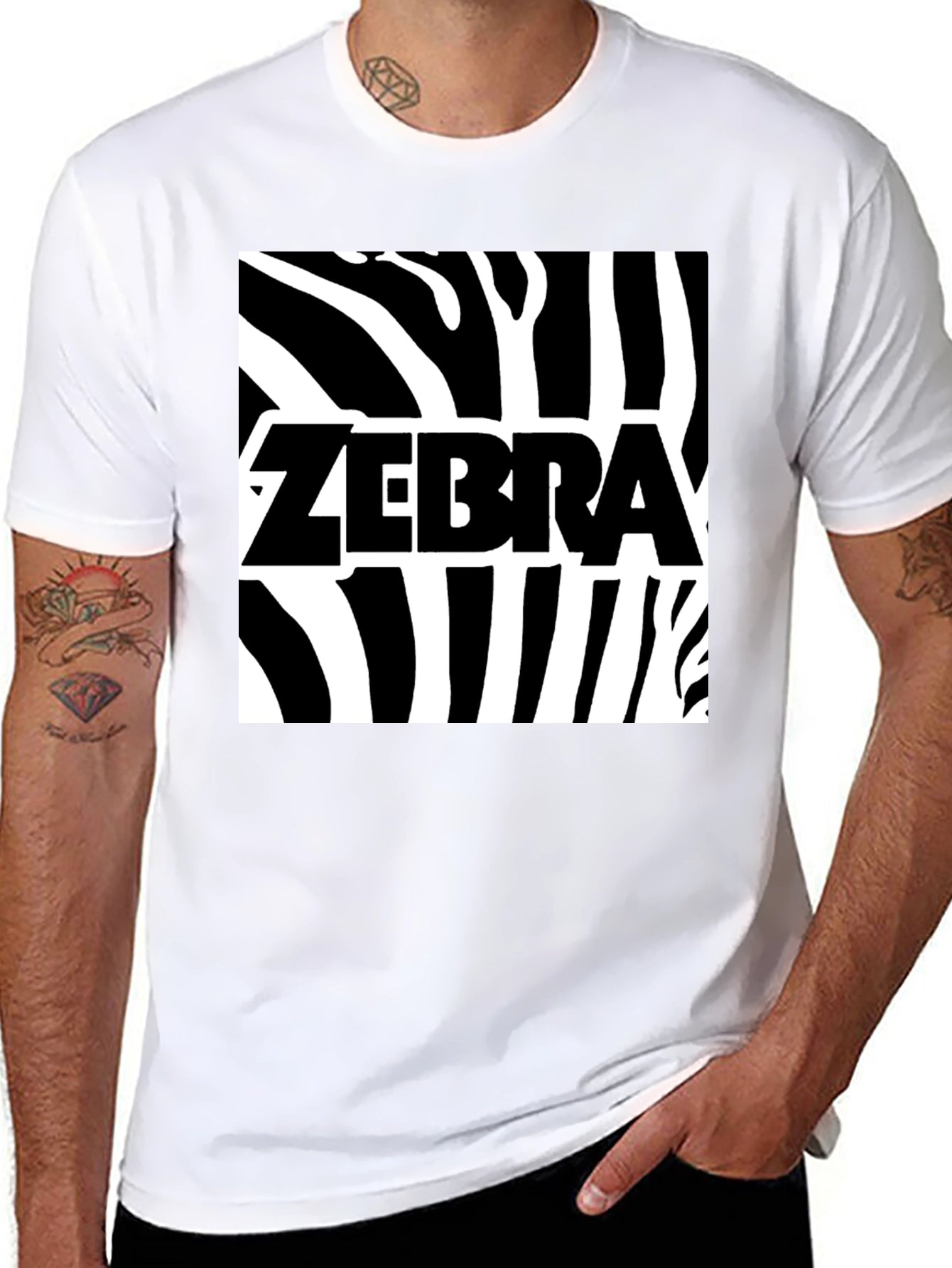 Zebra Print Graphic Tee - Black Cotton T-Shirt
