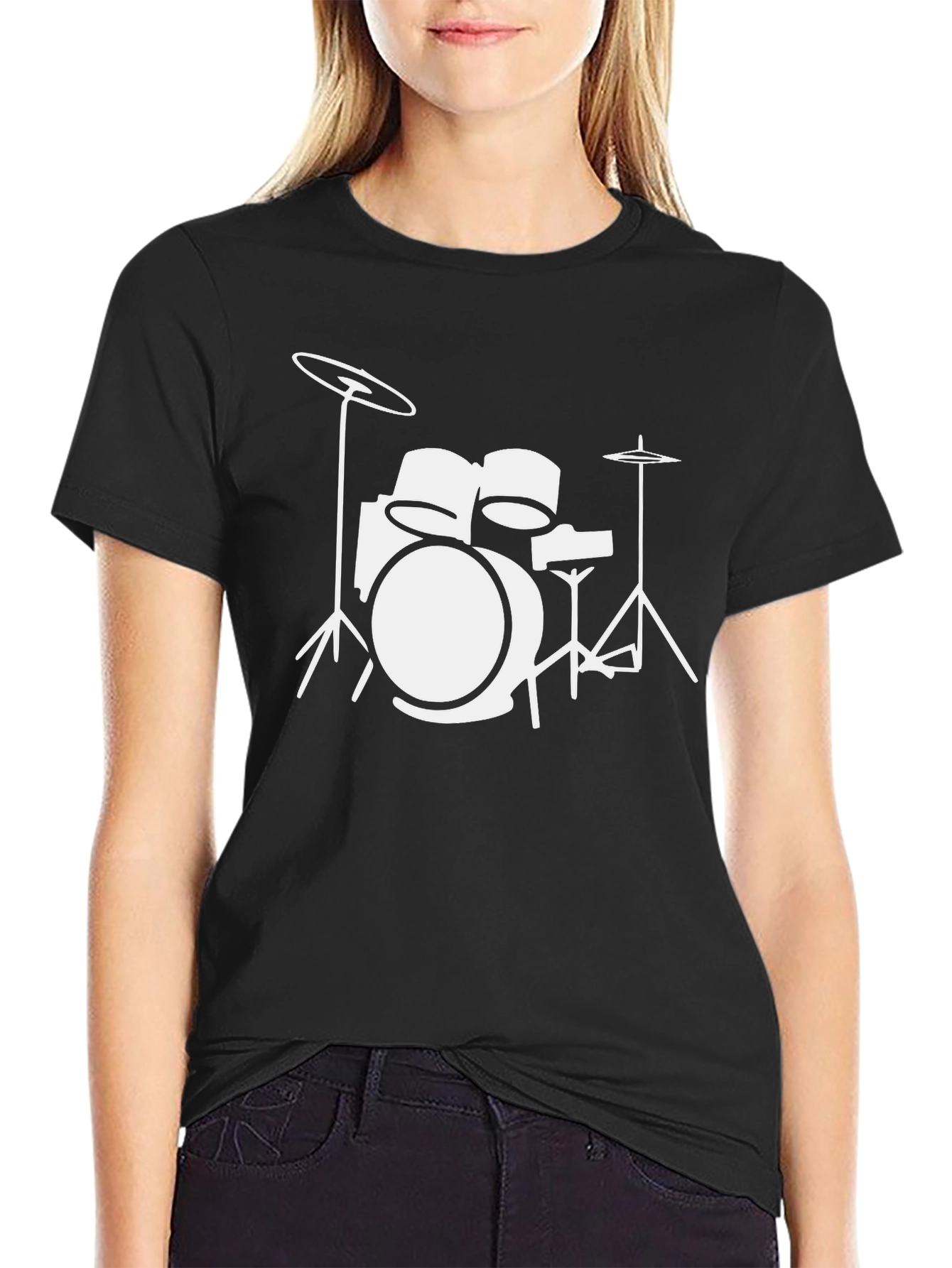 Drum Kit Graphic Tee - Black Cotton Band Shirt
