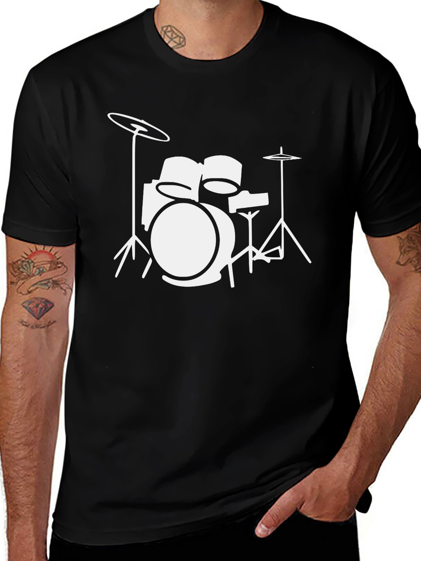 Drum Kit Graphic Tee - Black Cotton Band Shirt