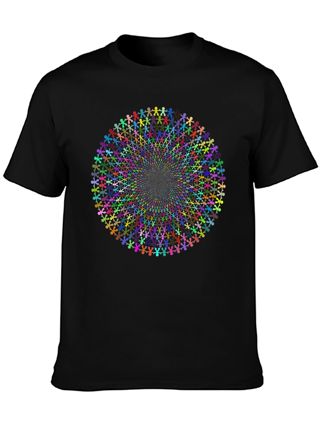 Kaleidoscope People Black Cotton Tee