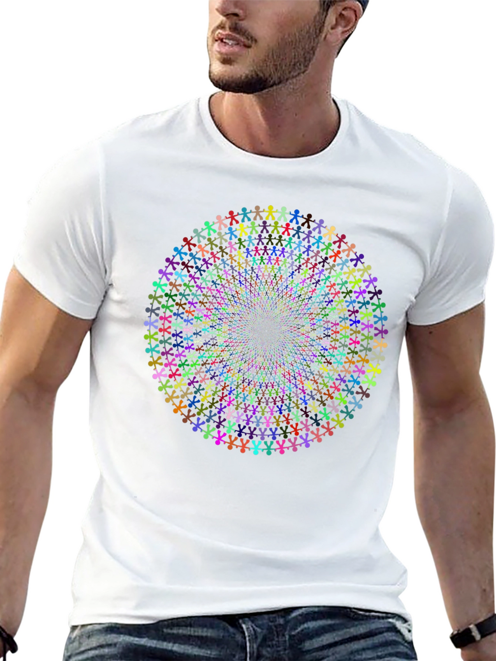 Kaleidoscope People Black Cotton Tee